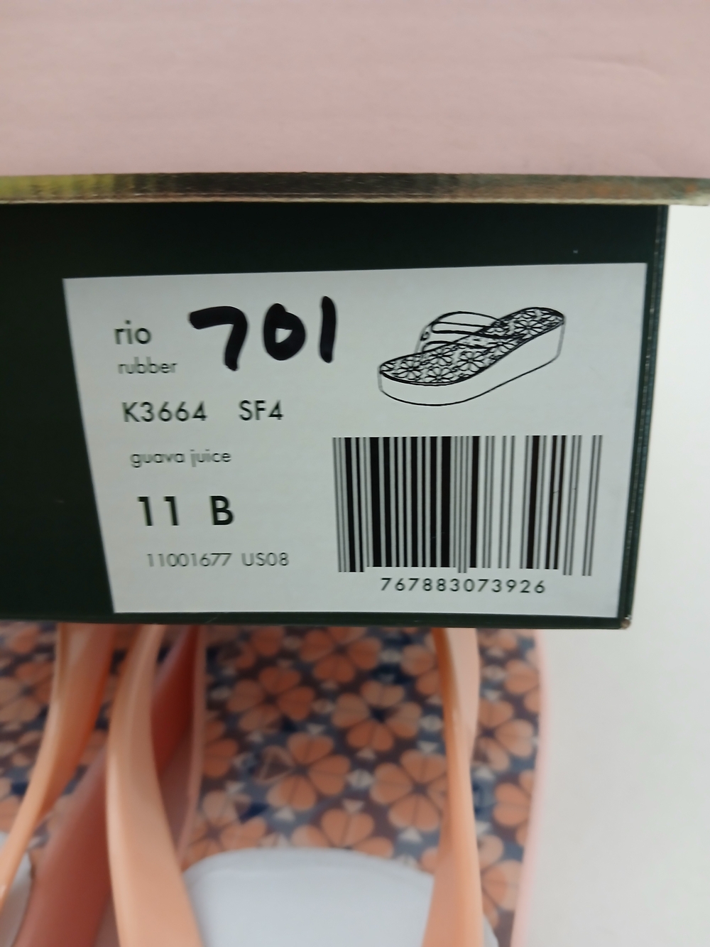 Kate Spade Floral Peach Flip Flop Sandals Size 11B New $30 - Picture 7 of 12